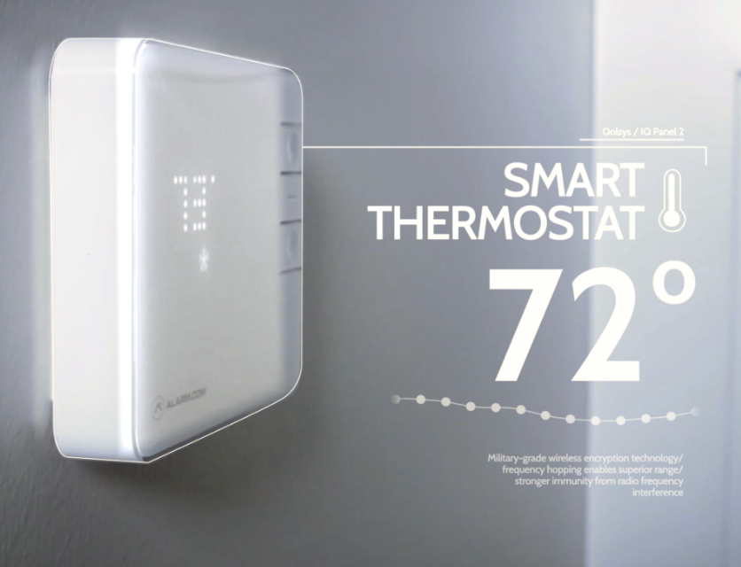 Video work showing thermostat feature with photo of a thermostat on the wall accompanied with line pointer design and text overlay