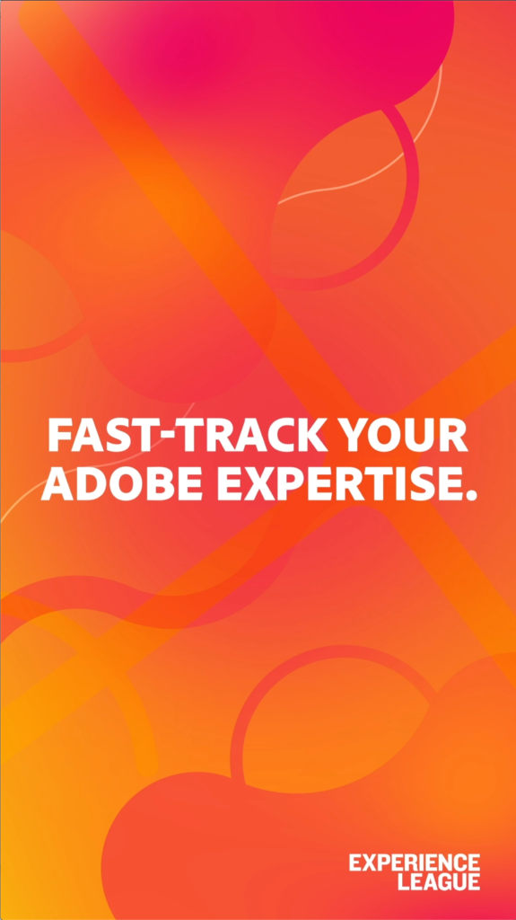 Video mobile screen preview with bold text message of Fast-track your Adobe expertise on an abstract orange vector background