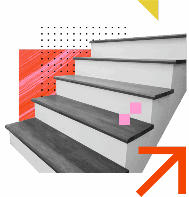 B&W staircase with abstract shapes