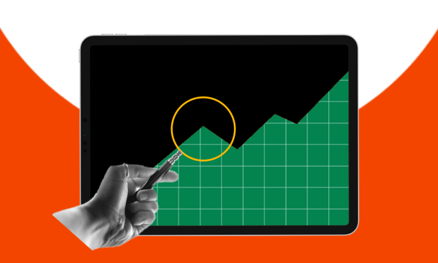 Data inspection visual, created with abstract shapes and colors, to represent analyzing campaign performance analytics.